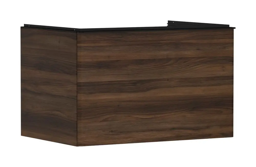 Holzfarbener Waschtischunterschrank mit schlichter Oberfläche und einem Schubkasten, geeignet für einen Aufsatzwaschtisch. Produkt von Hansgrohe.